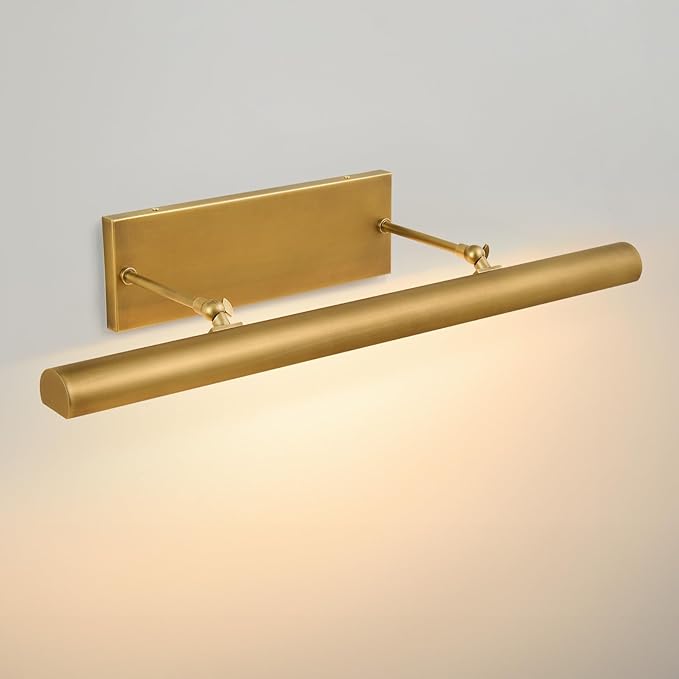 Brass Picture Light for Wall: 30" Hardwired Swing Arm Vintage Brushed Long Art - Image 3