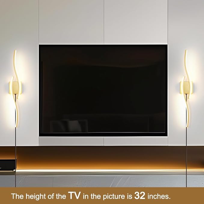 Modern Gold Plug in Wall Sconce Set of 2, Indoor Dimmable Light Fixture - Image 2