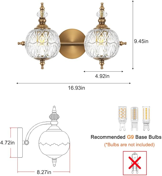 Brushed Gold Bathroom Vanity Light Fixture Vintage Style - Image 5