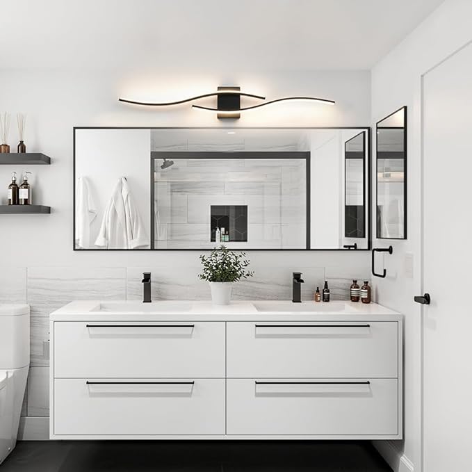 Black Vanity Lights Fixtures Over Mirror, Modern LED Bathroom Light Fixture - Image 2