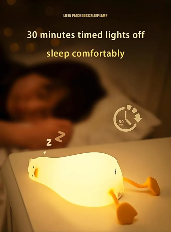 Lying Flat Duck Night Light for Kids, Cute Night Lamp, Soft Toddler Nightlight - Image 3