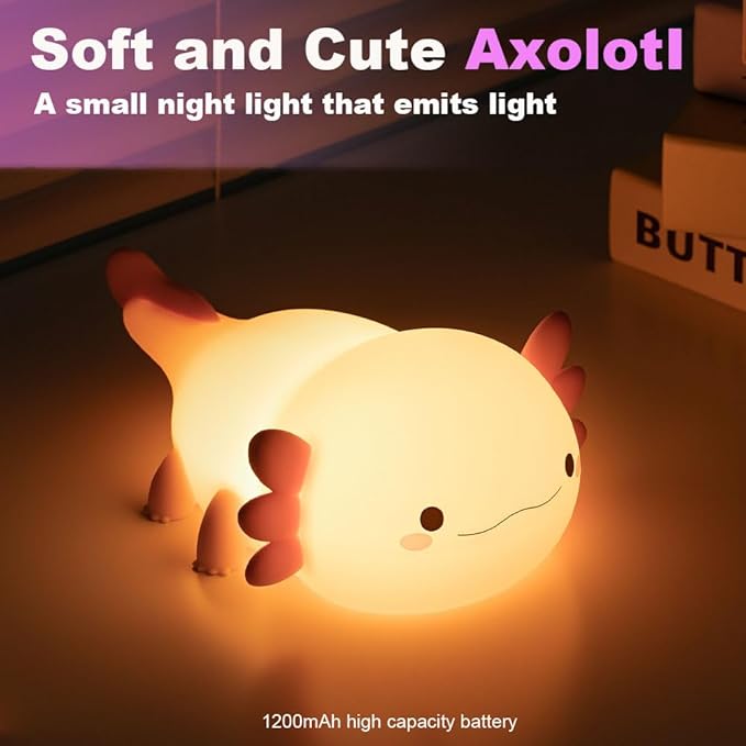 Axolotl Night Light for Kids, Touch Baby Silicone Lamp, Toddler Night Light for - Image 5