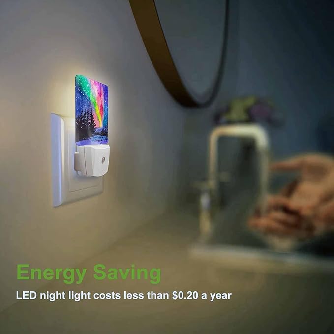 LED Night Light, Winter Forest Northern Lights Snow Landscape LED Night Light - Image 4