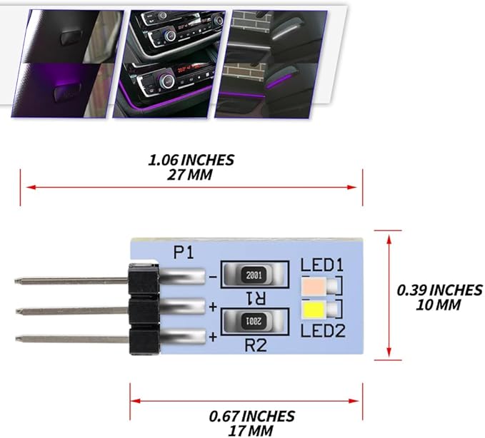 NJSBYL 2PCS Purple-White Interior Ambient Lighting Circuit Board - Image 7