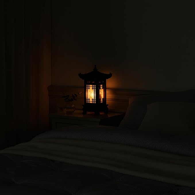 Traditional Korean Wood Lamp | Handmade Asian Oriental Table Lantern | Bedside - Image 9