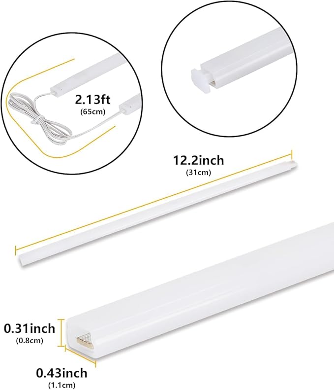 Cefrank Cabinet Lighting 6-Pack 12 inch Seamlessly Linkable Strip Light Bars - Image 4