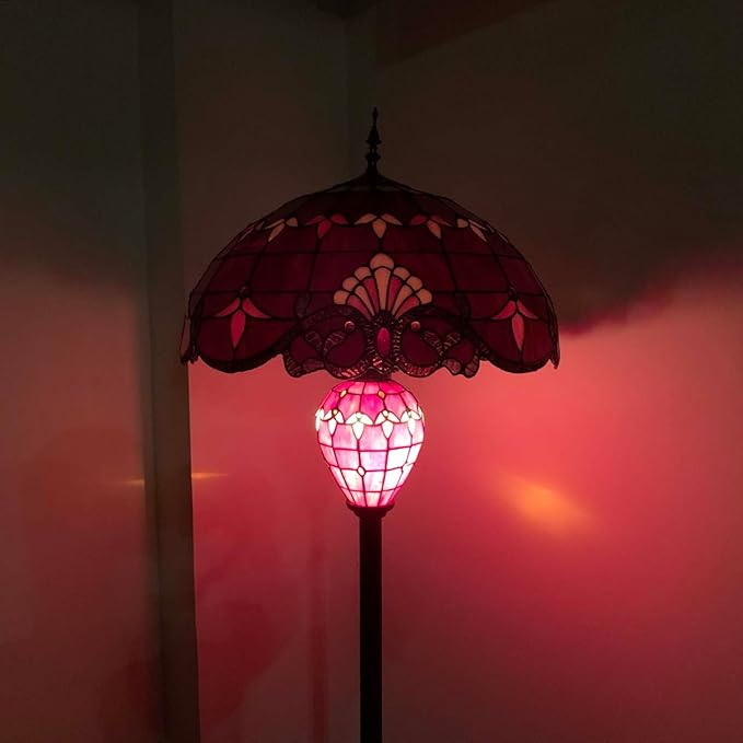 Bieye L10887 Baroque Tiffany Style Stained Glass Double Lit Floor Lamp - Image 3