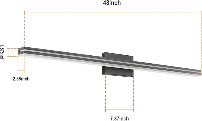 SineRise 48-Inch LED Modern Bathroom Vanity Light Bar, Matte Black Modern - Image 5