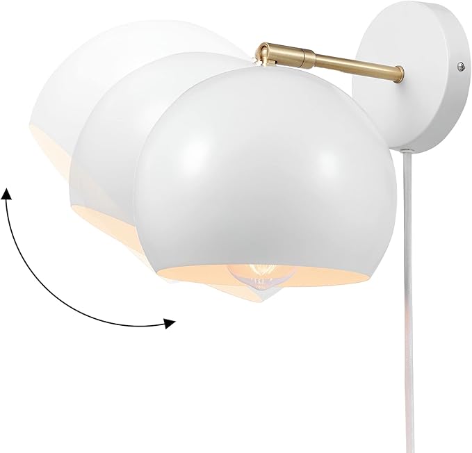 GLOBE Electric 52077 1-Light Plug-in or Hardwire Wall Sconce, Matte White - Image 6