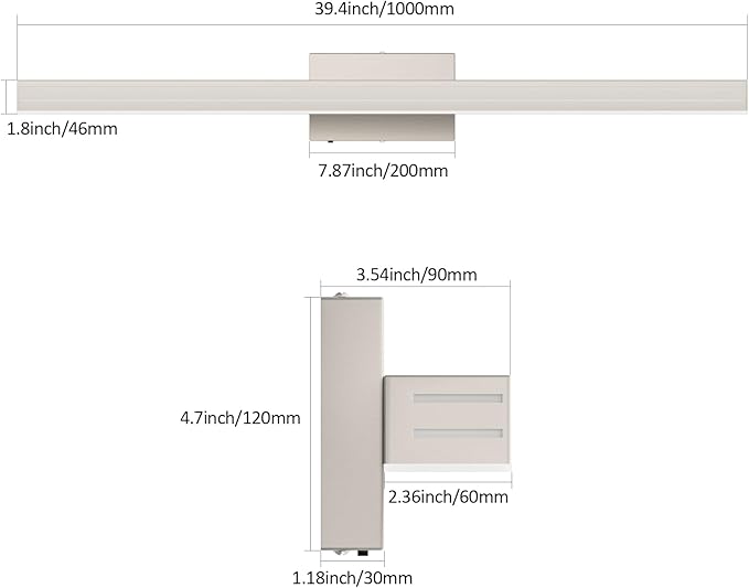 Ralbay 40inch Brushed Nickel Vanity Light - Image 6
