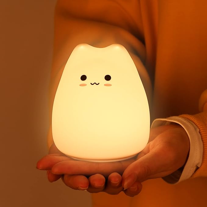 ZKLiLi Cat Night Light for Kids, Cute Night Lamp for Nursery, Squishy Silicone by ZKLiLi