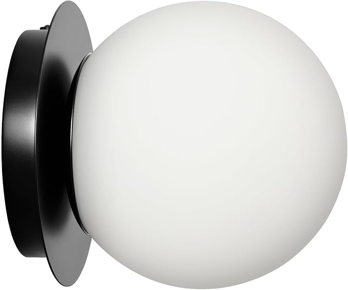 Modern Glass Globe Wall Sconce: Black Single Light by FeaseyFeaturedProducts