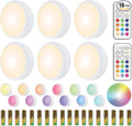 HELPLEX LED Puck Lights with Remote, 6 Pack Color Changing RGBW, Battery by HELPLEX