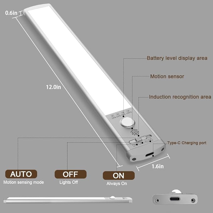 Under Cabinet Lights, 66 LED Operated Motion Sensor Light Indoor, 2200mAh USB - Image 4