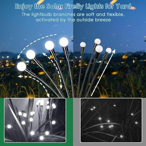 OZS 8 Pack Total 64 LED Solar Firefly Lights Fairy Outdoor - Image 5