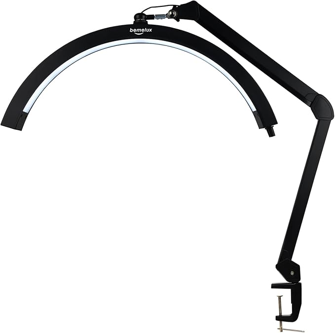 LED Half Moon Light with Desk Clamp, 30W Bright 288PCS LEDs, Metal Swing Arm by bemelux