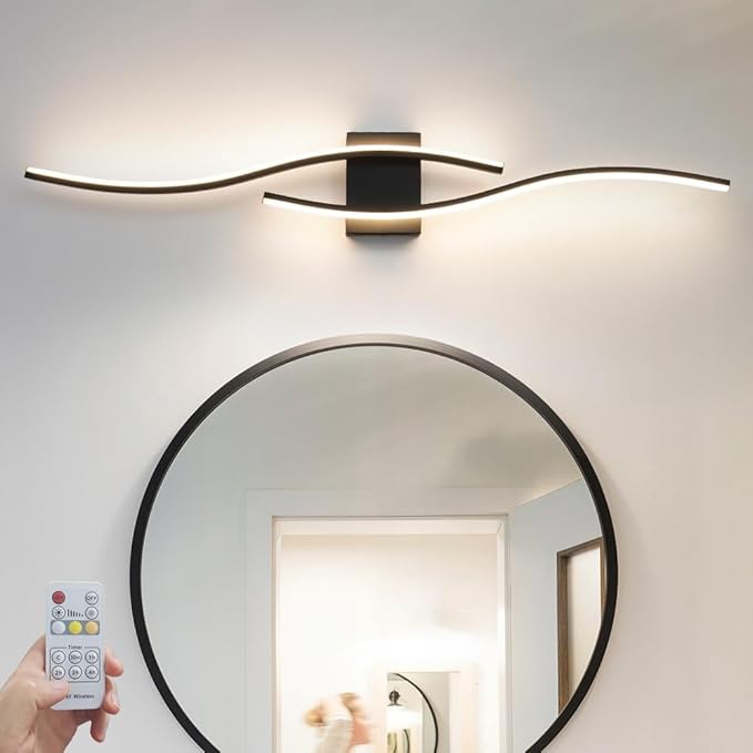 Black Vanity Lights Fixtures Over Mirror, Modern LED Bathroom Light Fixture by Daunton