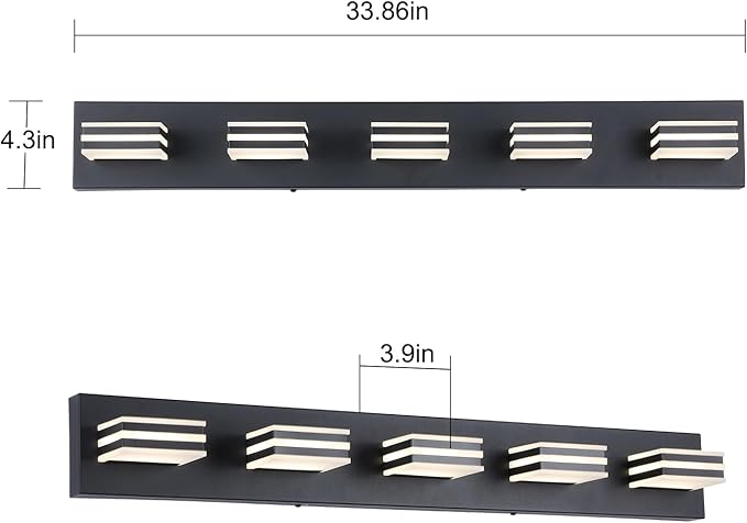 LED Wall Black Vanity Lights for Bathroom Light Fixtures 30W Adjust 3 Colors - Image 5