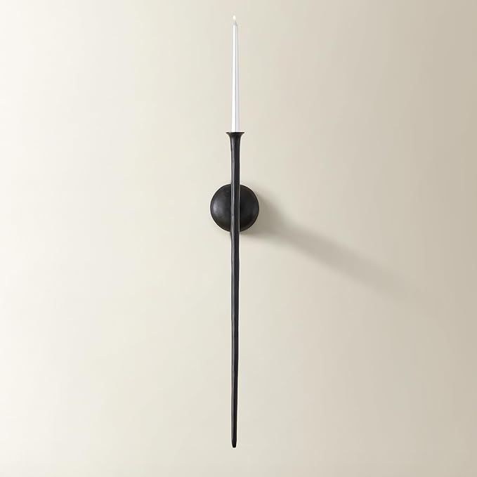 Z Gallerie One Piece Aspar Wall Sconce Long Candle Holder in Black Finish by ZGallerie