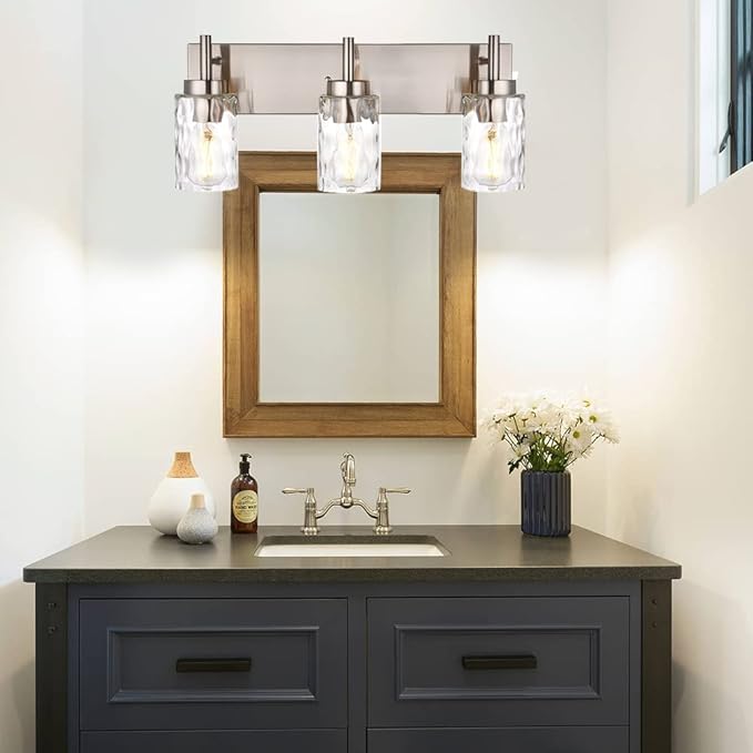 BONLICHT Brushed Nickel Vanity Light Modern 3 Light Bathroom Lighting Fixture - Image 2
