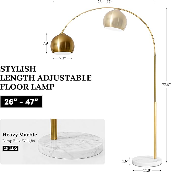77” Arc Floor Lamp for Living Room, Upgraded Gold Standing Lamp - Image 4