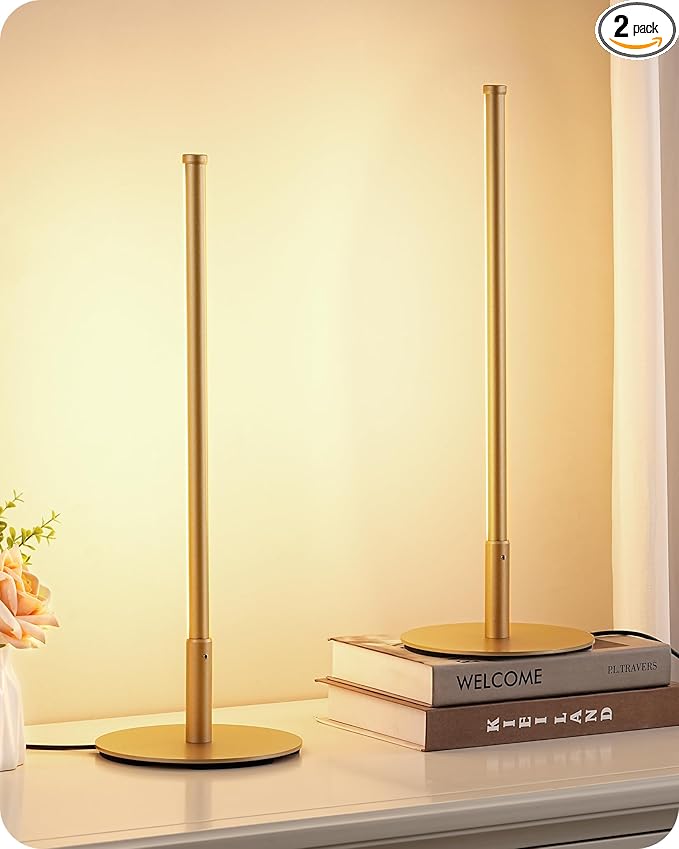 EDISHINE Upgraded LED Table Lamp Set of 2, Stepless Dimmable Bedside Lamps by EDISHINE