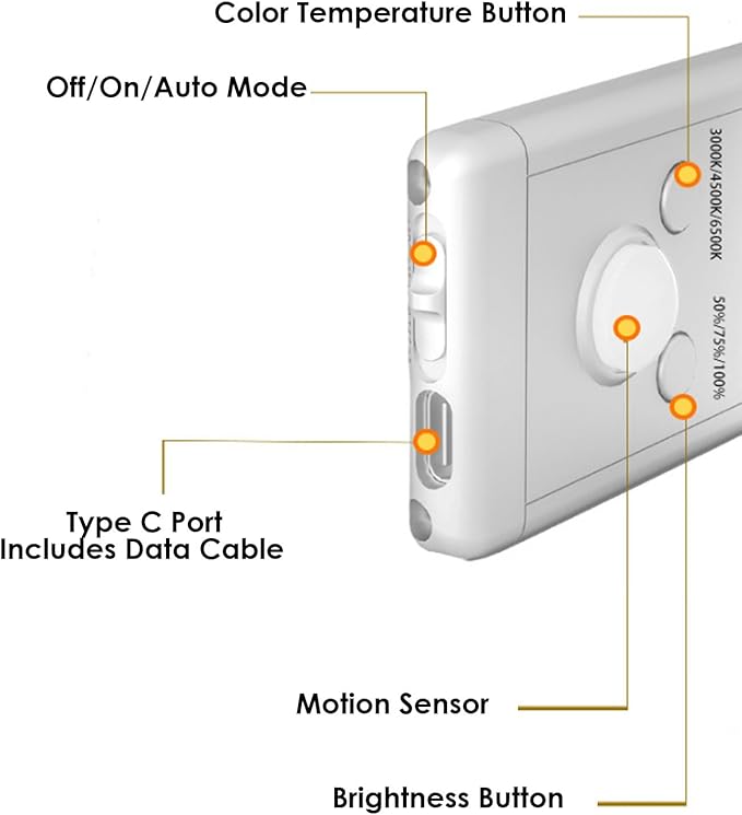 Fockety Under Cabinet Light, Built in 3000mAh Battery, Cordless Magnetic Motion - Image 5