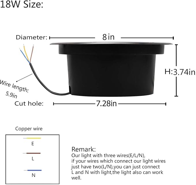 18W Outdoor In Ground Lights, Diameter 8 inches, Wired Landscape Lighting - Image 3