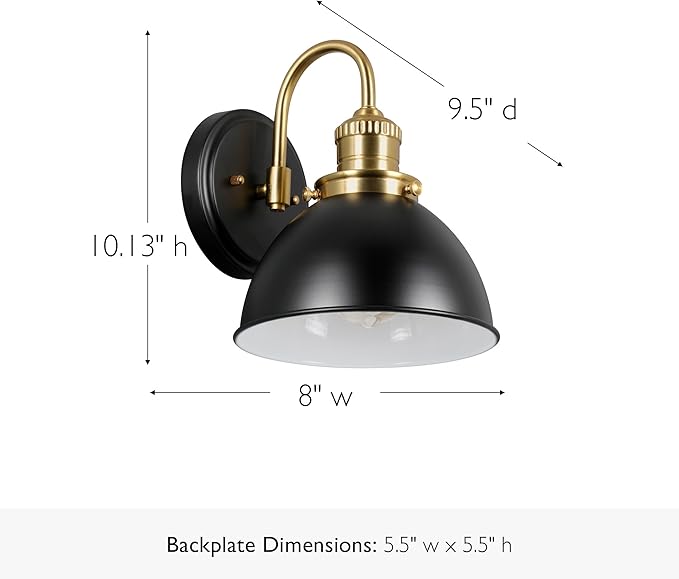 Design House Savannah Rustic Farmhouse Wall Light, Satin Gold, Matte Black - Image 3