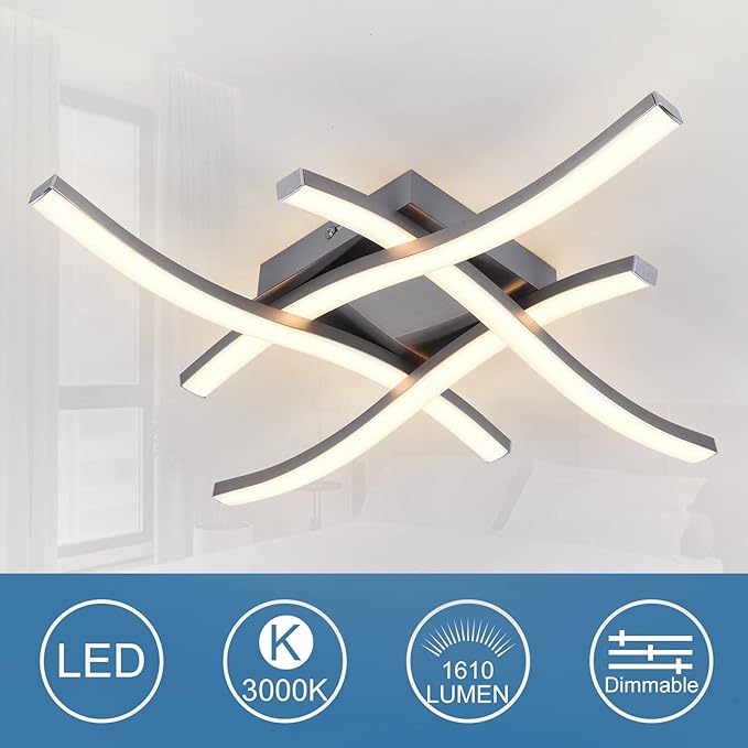 EDISLIVE Modern Dimmable LED Ceiling Light Curved 4-Light 18 in Minimalist - Image 2