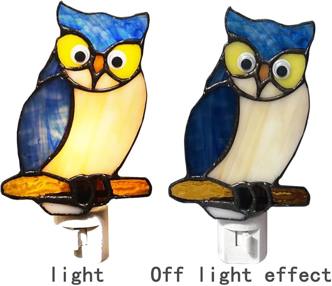 HUIMIEJU Colored Glass Owl Night Light, Children's Room Animal Night Light - Image 3