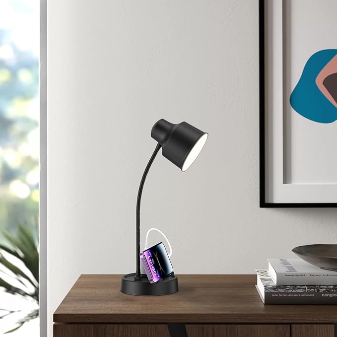 Energetic LED Desk Lamp with Phone Holder, Table Lamp with AC Outlet, - Image 6