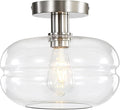 Semi Flush Mount Ceiling Light Fixture, 10-1/2 Inch Clear Glass Shade, Brushed by Unknown