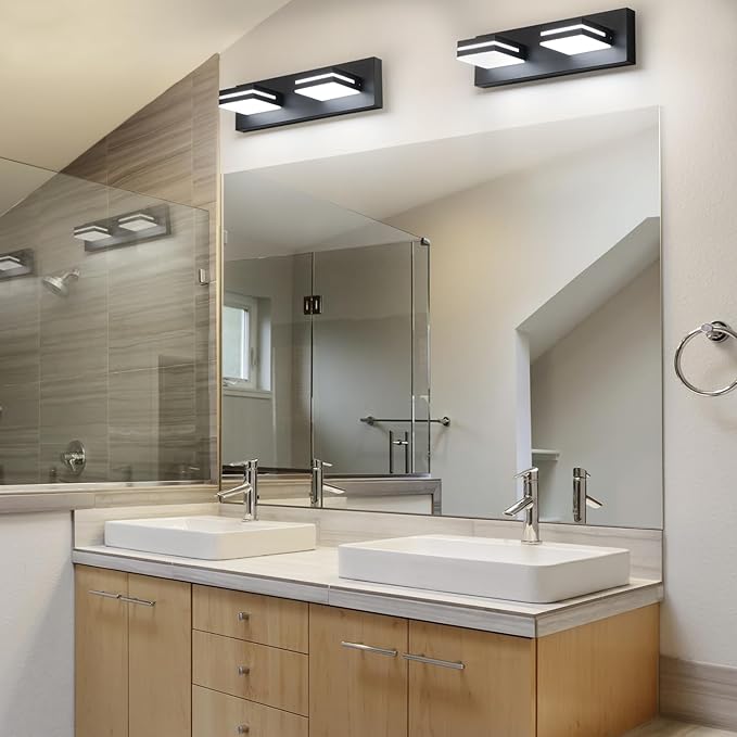 SineRise LED Modern Bathroom Vanity Light Fixtures, Matte Black Modern Acrylic - Image 5