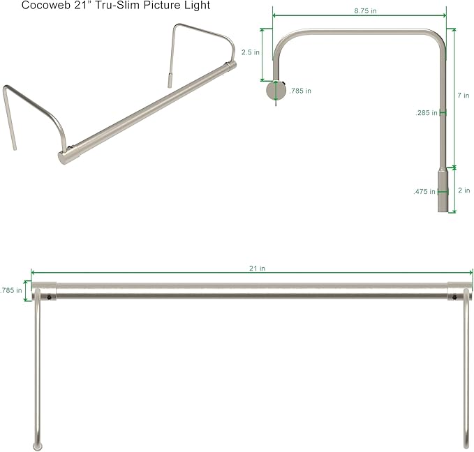Cocoweb 21 Inch Tru-Slim Satin Nickel Picture Light - Image 3