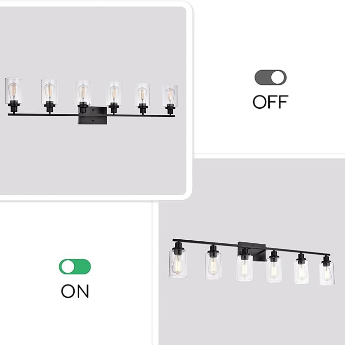 MELUCEE Black Vanity Light Fixture 6-Light Industrial Metal Wall Sconce - Image 8