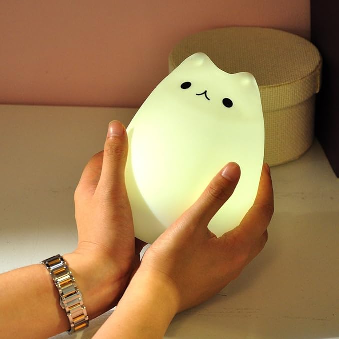 WoneNice Cute Kitty Night Light, Rechargeable Silicone Cute Lamp - Image 6