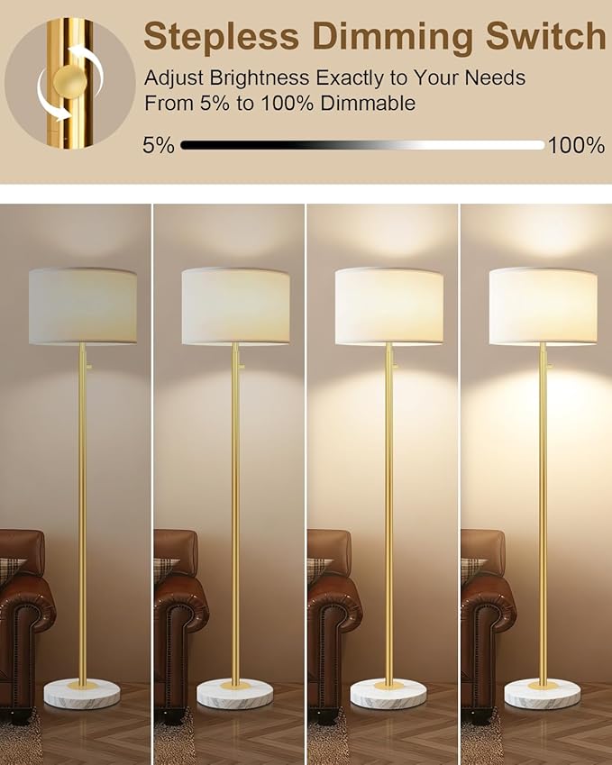 Gold Floor Lamps for Living Room–10W LED Bulb Included, Dimmable Floor Lamp - Image 3