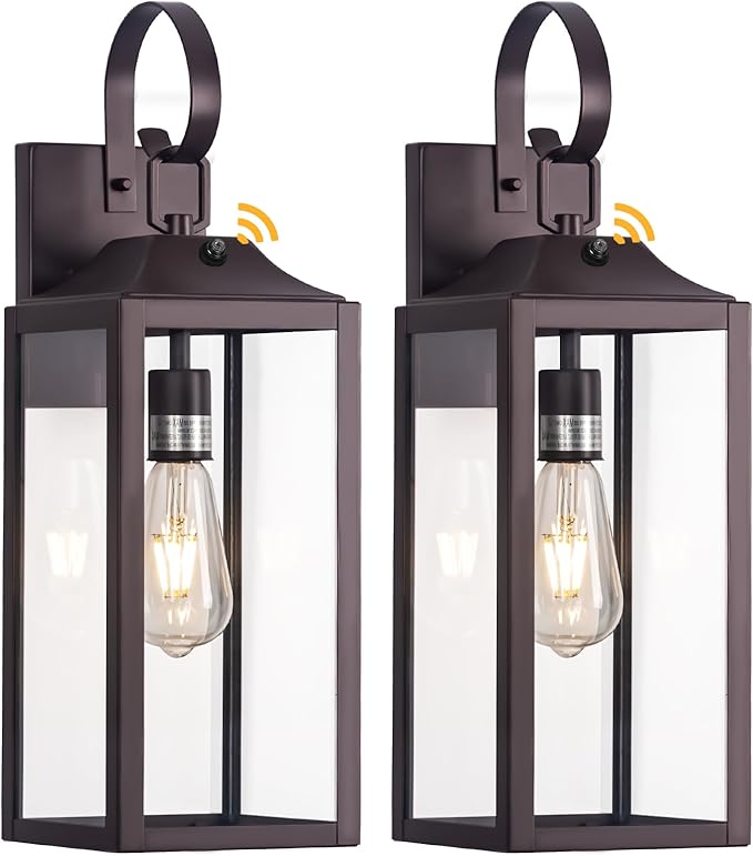 19" Dusk to Dawn Outdoor Lighting 2 Pack, Large Outdoor Wall Sconce Dusk to - Image 8