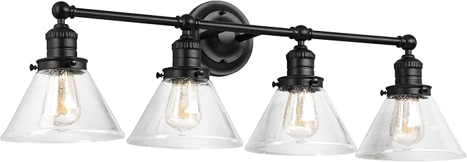 Design House Augustin Vanity Light, Seeded Glass Warm Glow, Up/Down Glow by DesignHouse