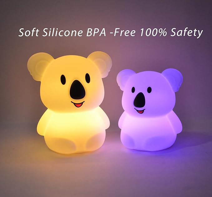 WHA&DARREN Koala Night Light for Kids, Silicone Bedside Lamp, Baby Nursery Light - Image 4
