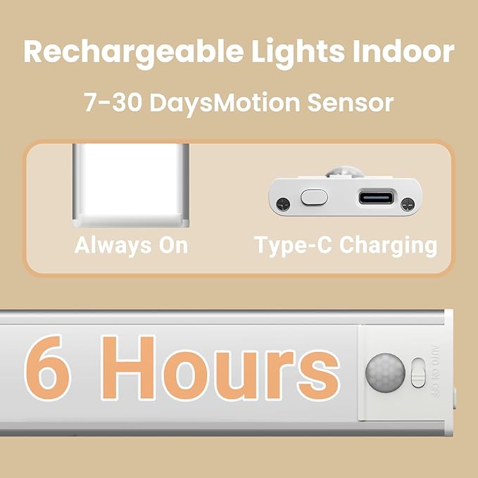 Under Cabinet Lights, Motion Sensor Magnetic LED Light, 8 inch 1000mAh - Image 4