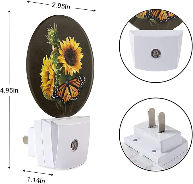 EKOBLA Night Light Sunflower and Butterfly Night Lights Plug into Wall - Image 7