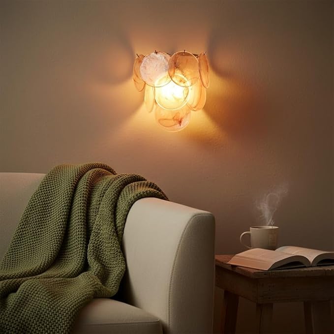 Modern Artistic Wall Sconce, Iridescent Layered Glass Disc Wall Lamp, Unique - Image 2