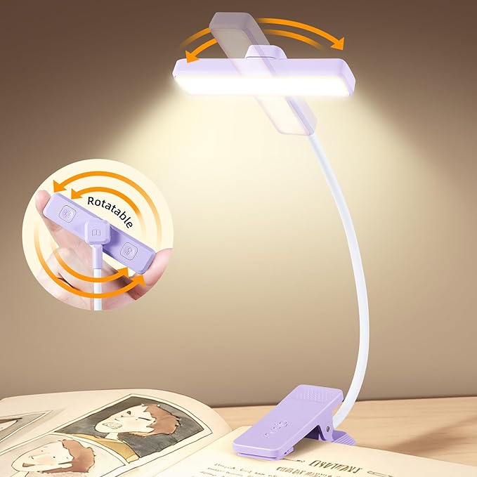 VAVOFO Rechargeable Book Light Rotatable：24 LEDs Reading Light, 3-Color & - Image 2