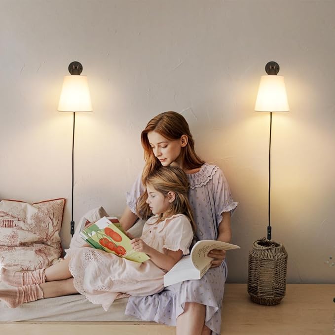 Plug in Wall Sconces Set of Two, Wall Lamp - Image 4