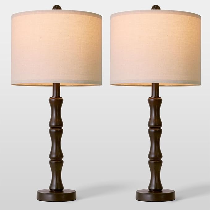 BOBOMOMO 25" Classic Table Lamps Set of 2, Farmhouse Nightstand Lamps - Image 6