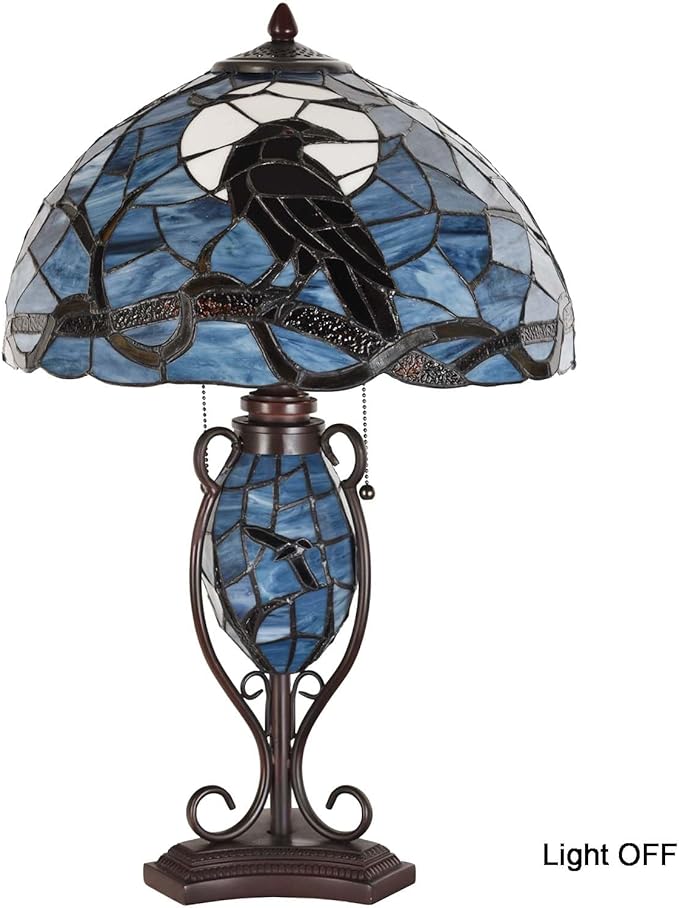 Bieye L10954 Raven Sitting on Bare Tree Branch in Full Moon Night Tiffany Style - Image 7
