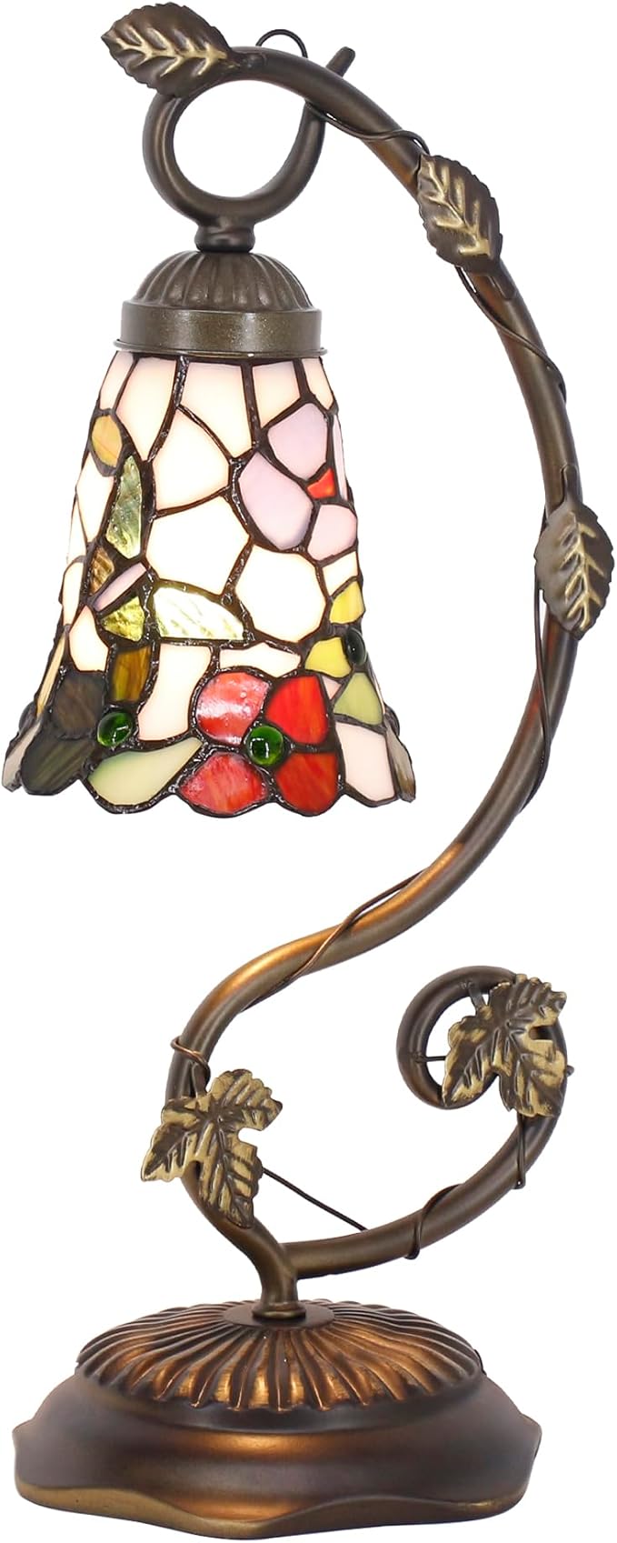 Tiffany Lamp Stained Glass Desk Reading Bedside Light, Metal Leaf Table Lamp - Image 7
