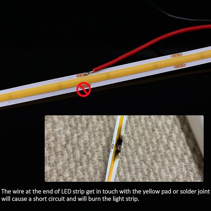 JOYLIT 24V COB LED Strip Lights 16.4ft 3000K Warm White 550LM/FT Super Bright - Image 6